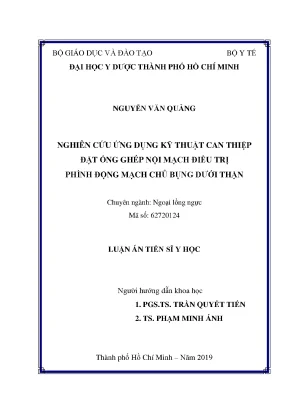 Luận án tiến sĩ nghiên cứu ứng dụng kỹ thuật can thiệp đặt ống ghép nội mạch điều trị phình động mạch chủ bụng dưới thận