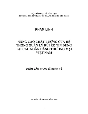 Luận văn thạc sĩ nâng cao chất lượng của hệ thống quản lý rủi ro tín dụng tại các ngân hàng thương mại việt nam luận văn thạc sĩ