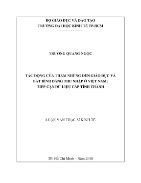 Luận văn thạc sĩ tác động của tham nhũng đến giáo dục và bất bình đẳng thu nhập ở việt nam tiếp cận dữ liệu cấp tỉnh thành