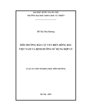 Luận án tiến sĩ môi trường bãi cát ven biển đông bắc việt nam và định hướng sử dụng hợp lý