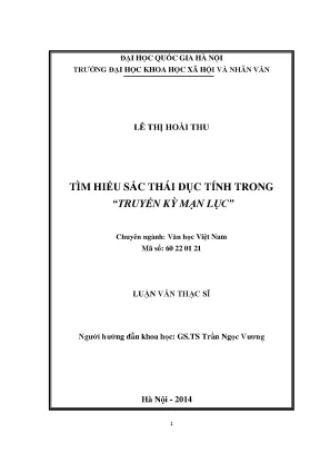 Luận văn thạc sĩ tìm hiều sắc thái dục tính trong truyền kỳ mạn lục