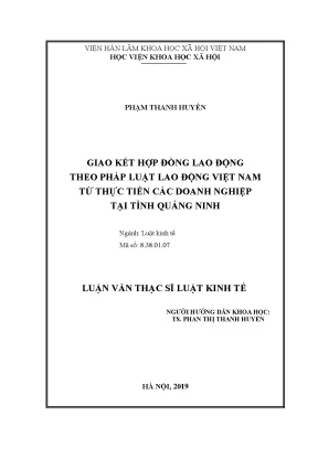 Luận án tiến sĩ giao kết hđlđ theo pháp luật lao động việt nam từ thực tiến các doanh nghiệp tại tỉnh quảng ninh