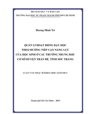 Luận văn thạc sĩ quản lí hoạt động dạy học theo hướng tiếp cận năng lực của học sinh ở các trường trung học cơ sở huyện trần đề tỉnh sóc trăng