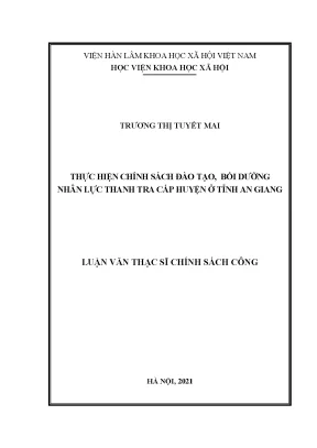 Luận văn thạc sĩ thực hiện chính sách đào tạo bồi dưỡng nhân lực thanh tra cấp huyện ở tỉnh an giang