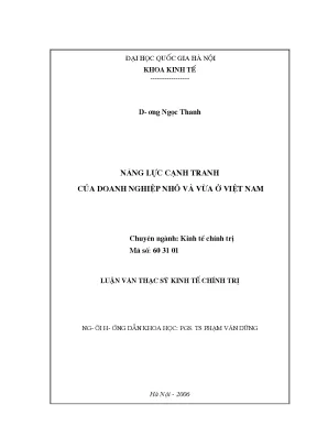 Luận văn thạc sĩ năng lực cạnh tranh của doanh nghiệp nhỏ và vừa ở việt nam
