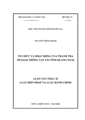 Luận văn thạc sĩ tổ chức và hoạt động của thanh tra sở giao thông vận tải tỉnh quảng ngãi