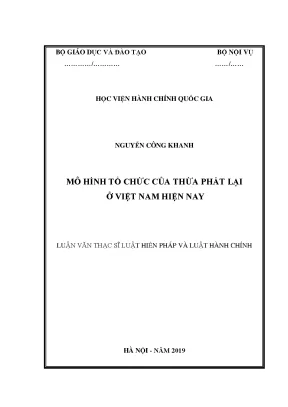 Luận văn thạc sĩ mô hình tổ chức của thừa phát lại ở việt nam hiện nay
