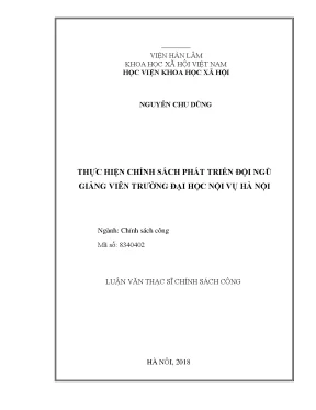 Luận văn thạc sĩ thực hiện chính sách phát triển đội ngũ giảng viên trường đại học nội vụ hà nội