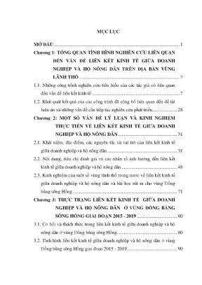 Luận án liên kết kinh tế giữa doanh nghiệp và hộ nông dân ở vùng đồng bằng sông hồng