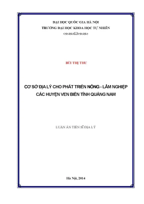 Luận án tiến sĩ cơ sở địa lý cho phát triển nông lâm nghiệp các huyện ven biển tỉnh quảng nam