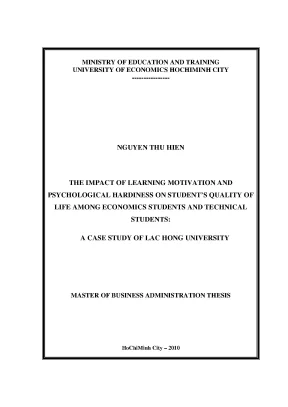 Luận văn thạc sĩ the impact of learning motivation and psychological hardiness on students quality of life among economics students and technical students