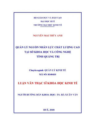 Luận văn thạc sĩ quản lý nguồn nhân lực chất lượng cao tại sở kh cn tỉnh quảng trị