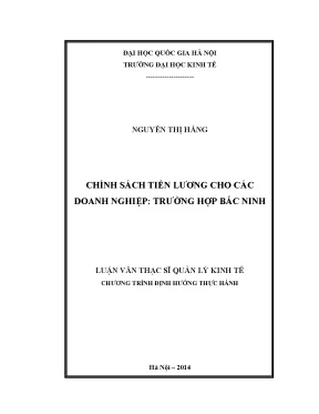 Luận văn thạc sĩ chính sách tiền lương cho các doanh nghiệp trường hợp bắc ninh