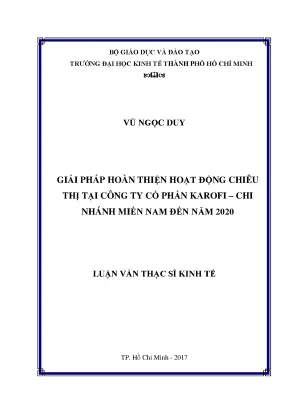 Luận văn thạc sĩ giải pháp hoàn thiện hoạt động chiêu thị tại công ty cổ phần karofi chi nhánh miền nam đến năm 2020