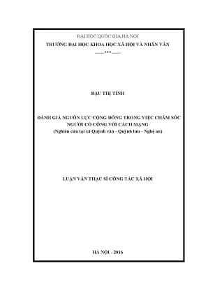 Luận văn thạc sĩ đánh giá nguồn lực cộng đồng trong việc chăm sóc người có công với cách mạng nghiên cứu tại xã quỳnh văn quỳnh lưu nghệ an