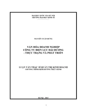Luận văn thạc sĩ văn hóa doanh nghiệp công ty điện lực hải dương thực trạng và phát triển