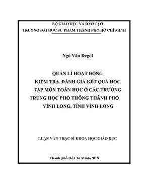 Luận văn thạc sĩ quản lí hoạt động kiểm tra đánh giá kết quả học tập môn toán học ở các trường trung học phổ thông thành phố vĩnh long tỉnh vĩnh long