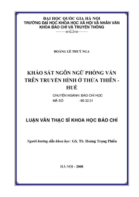 Luận văn thạc sĩ khảo sát ngôn ngữ phỏng vấn trên truyền hình ở thừa thiên huế