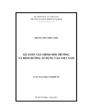 Luận văn thạc sĩ kế toán tài chính môi trường và định hướng áp dụng vào việt nam luận văn thạc sĩ