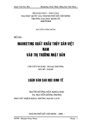 Luận văn thạc sĩ marketing xuất khẩu thủy sản việt nam vào thị trường nhật bản luận văn thạc sĩ