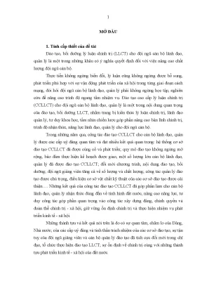 Luận án chất lượng đào tạo cao cấp lý luận chính trị cho cán bộ lãnh đạo quản lý trong giai đoạn hiện nay