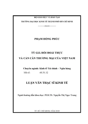 Luận văn thạc sĩ tỷ giá hối đoái thực và cán cân thương mại của việt nam