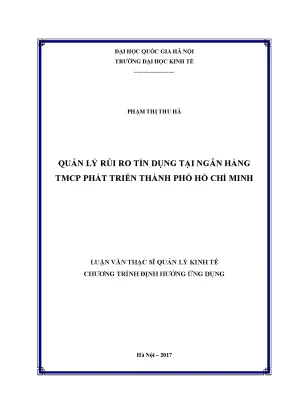 Luận văn thạc sĩ quản lý rủi ro tín dụng tại ngân hàng tmcp phát triển thành phố hồ chí minh
