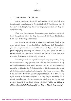 Luận văn thạc sĩ nghiên cứu thiết kế và chế tạo mẫu xe ô tô cỡ nhỏ sử dụng kết hợp động cơ điện với động cơ xăng