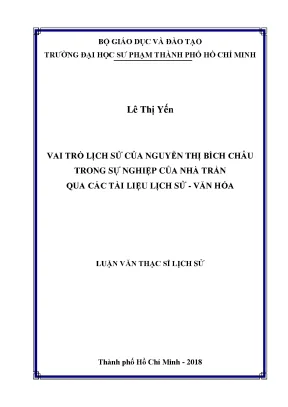 Luận văn thạc sĩ vai trò lịch sử của nguyễn thị bích châu trong sự nghiệp của nhà trần qua các tài liệu lịch sử văn hóa
