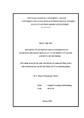 Luận văn thạc sĩ building up students self confidence in learning speaking skills at a university in hanoi a survey of methods