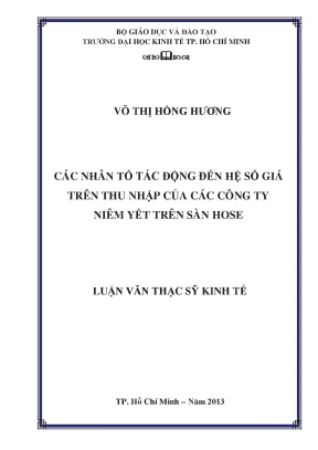 Luận văn thạc sĩ các nhân tố tác động đến hệ số giá trên thu nhập của các công ty niêm yết trên sàn hose luận văn thạc sĩ
