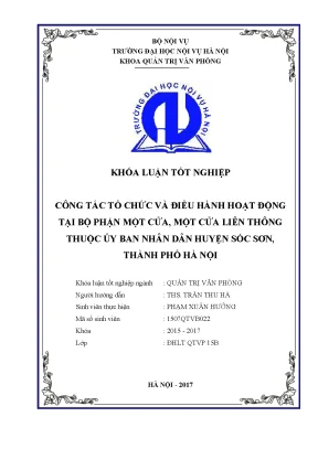 Luận văn tốt nghiệp công tác tổ chức và điều hành hoạt động tại bộ phận một cửa một cửa liên thông thuộc ubnd huyện sóc sơn thành phố hà nội