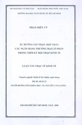 Luận văn thạc sĩ xu hướng sáp nhập hợp nhất các ngân hàng thương mại cổ phần trong thời kì hội nhập kinh tế