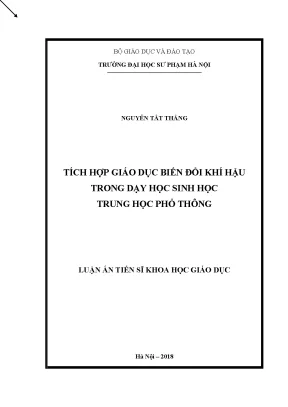 Luận án tích hợp giáo dục biến đổi khí hậu trong dạy học sinh học trung học phổ thông