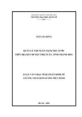 Luận văn thạc sĩ quản lý chi ngân sách nhà nước trên địa bàn huyện thọ xuân tỉnh thanh hóa