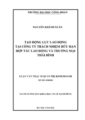 Luận văn thạc sĩ tạo động lực lao động tại công ty trách nhiệm hữu hạn hợp tác lao động và thương mại thái bình