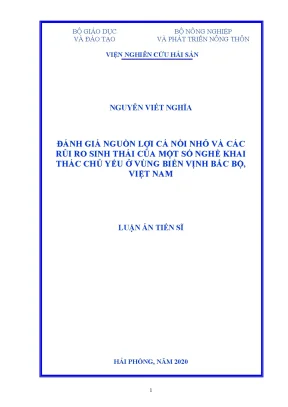 Luận án tiến sĩ đánh giá nguồn lợi cá nổi nhỏ và các rủi ro sinh thái của một số nghề khai thác chủ yếu ở vùng biển vịnh bắc bộ việt nam