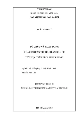 Luận án tiến sĩ tổ chức và hoạt động của cơ quan thi hành án dân sự từ thực tiễn tỉnh bình phước