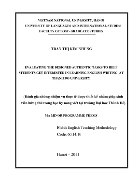 Luận văn thạc sĩ evaluating the designed authentic tasks to help students get interested in learning english writing at thanh do university