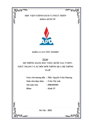 Luận văn tốt nghiệp hệ thống mạng đấu thầu quốc gia vneps thực trạng và sự đổi mới thông qua hệ thống e gp