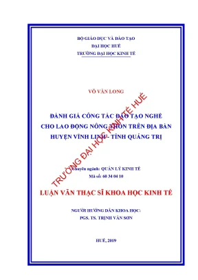 Luận văn thạc sĩ đánh giá công tác đào tạo nghề cho lao động nông thôn trên địa bàn huyện vĩnh linh tỉnh quảng trị min
