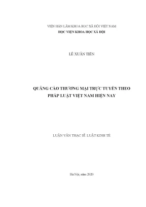 Luận án tiến sĩ quảng cáo thương mại trực tuyến theo pháp luật việt nam hiện nay