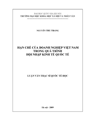 Luận văn thạc sĩ hạn chế của doanh nghiệp việt nam trong quá trình hội nhập kinh tế quốc tế