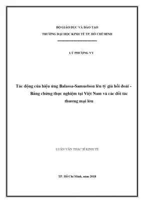 Luận văn thạc sĩ tác động của hiệu ứng balassa samuelson lên tỷ giá hối đoái bằng chứng thực nghiệm tại việt nam và các đối tác thương mại lớn