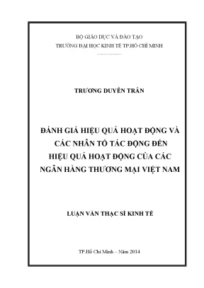 Luận văn thạc sĩ đánh giá hiệu quả hoạt động và các nhân tố tác động đến hiệu quả hoạt động của các ngân hàng thương mại việt nam luận văn thạc sĩ