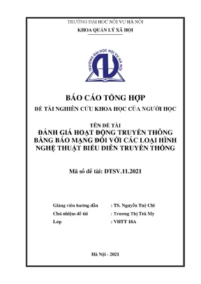 Luận văn tốt nghiệp đánh giá hoạt động truyền thông bằng báo mạng đối với các loại hình nghệ thuật biểu diễn truyền thống