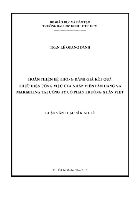 Luận văn thạc sĩ hoàn thiện hệ thống đánh giá kết quả thực hiện công việc của nhân viên bán hàng và marketing tại công ty cổ phần trường xuân việt