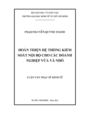 Luận văn thạc sĩ hoàn thiện hệ thống kiểm soát nội bộ cho các doanh nghiệp vừa và nhỏ luận văn thạc sĩ