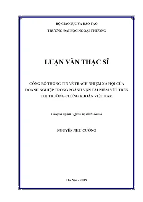 Luận văn thạc sĩ công bố thông tin về trách nhiệm xã hội của các doanh nghiệp trong ngành vận tải niêm yết trên thị trường chứng khoán việt nam