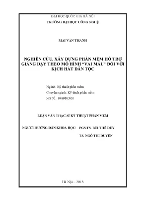 Luận văn thạc sĩ nghiên cứu xây dựng phần mềm hỗ trợ giảng dạy theo mô hình vai mẫu đối với kịch hát dân tộc luận văn ths máy tính 84801